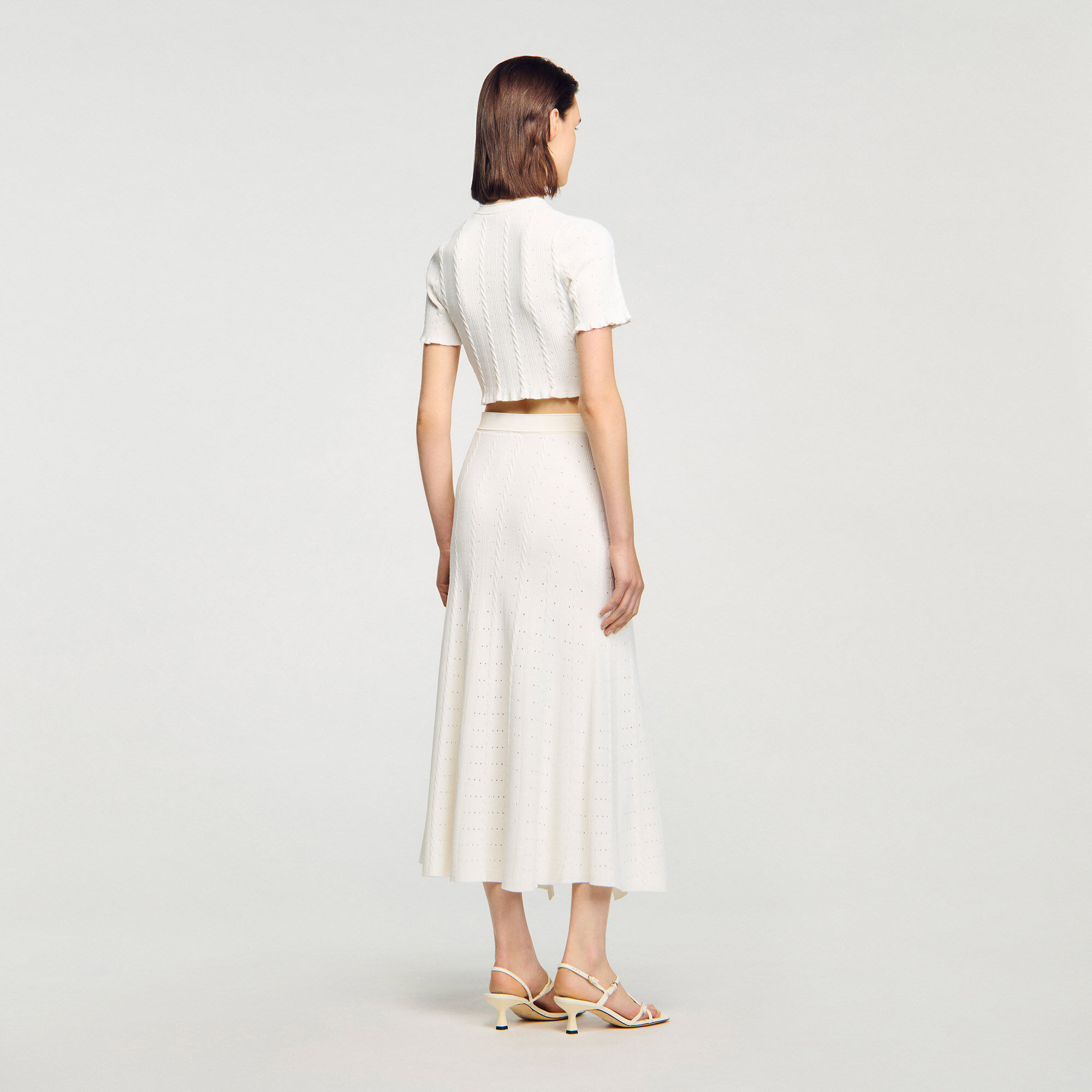 Jupe midi en maille pointelle