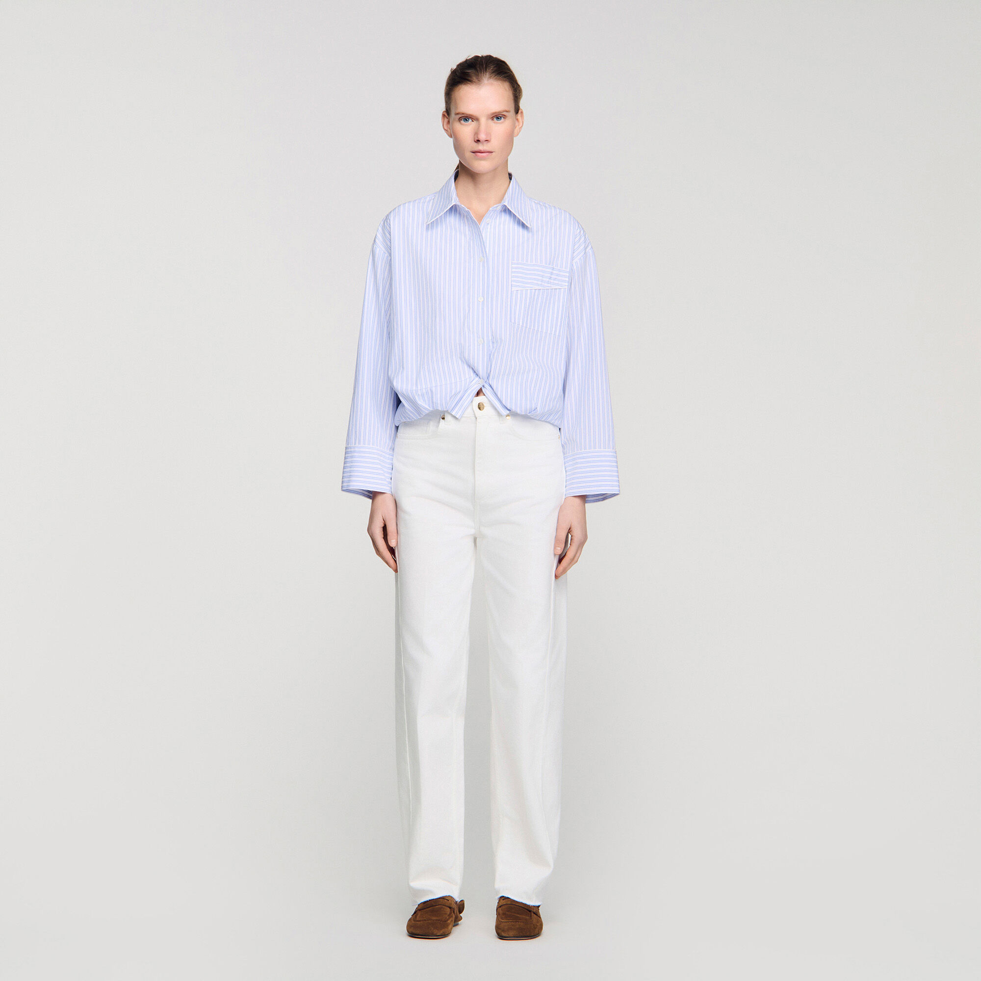 Chemise courte à rayures