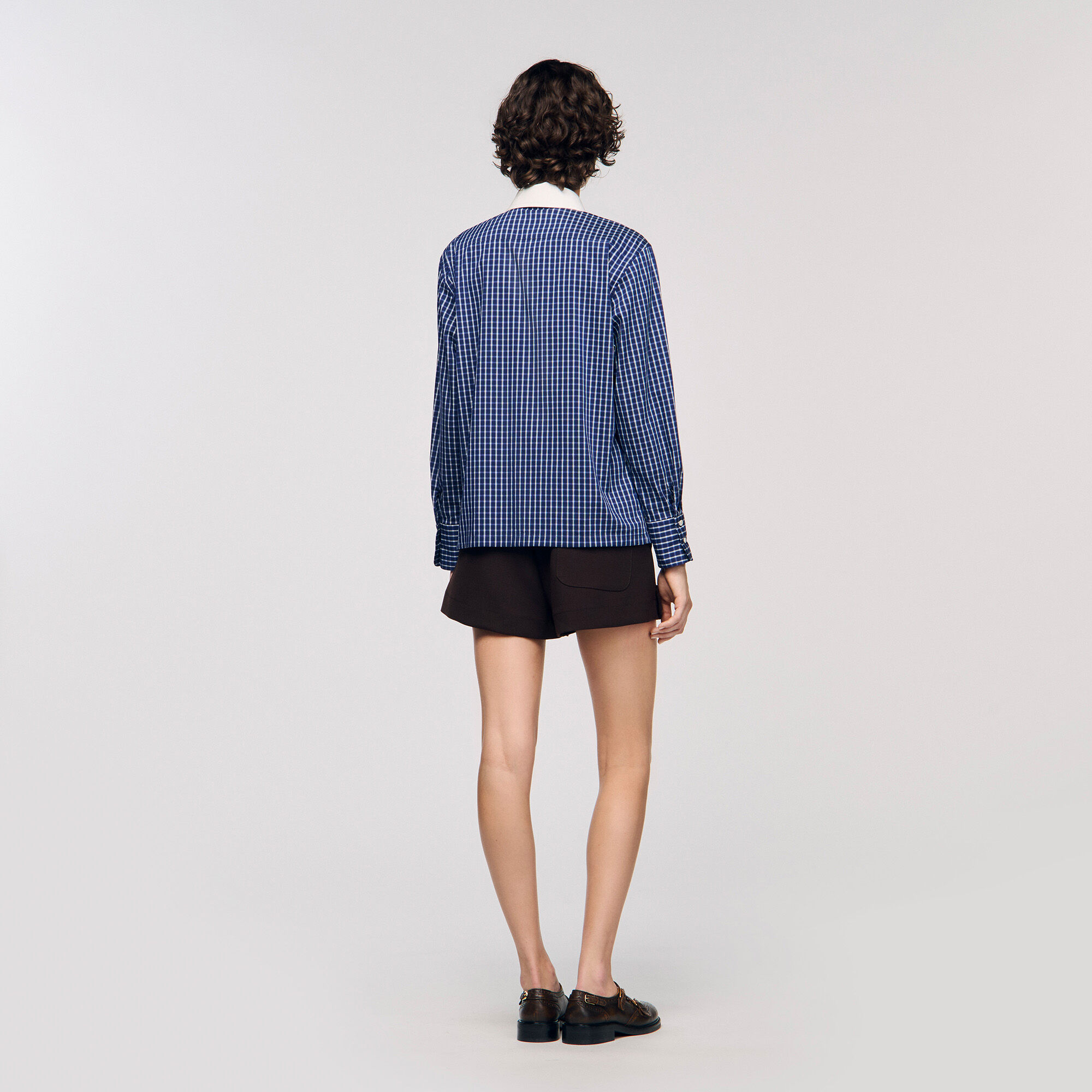 Chemise à carreaux avec cravate amovible