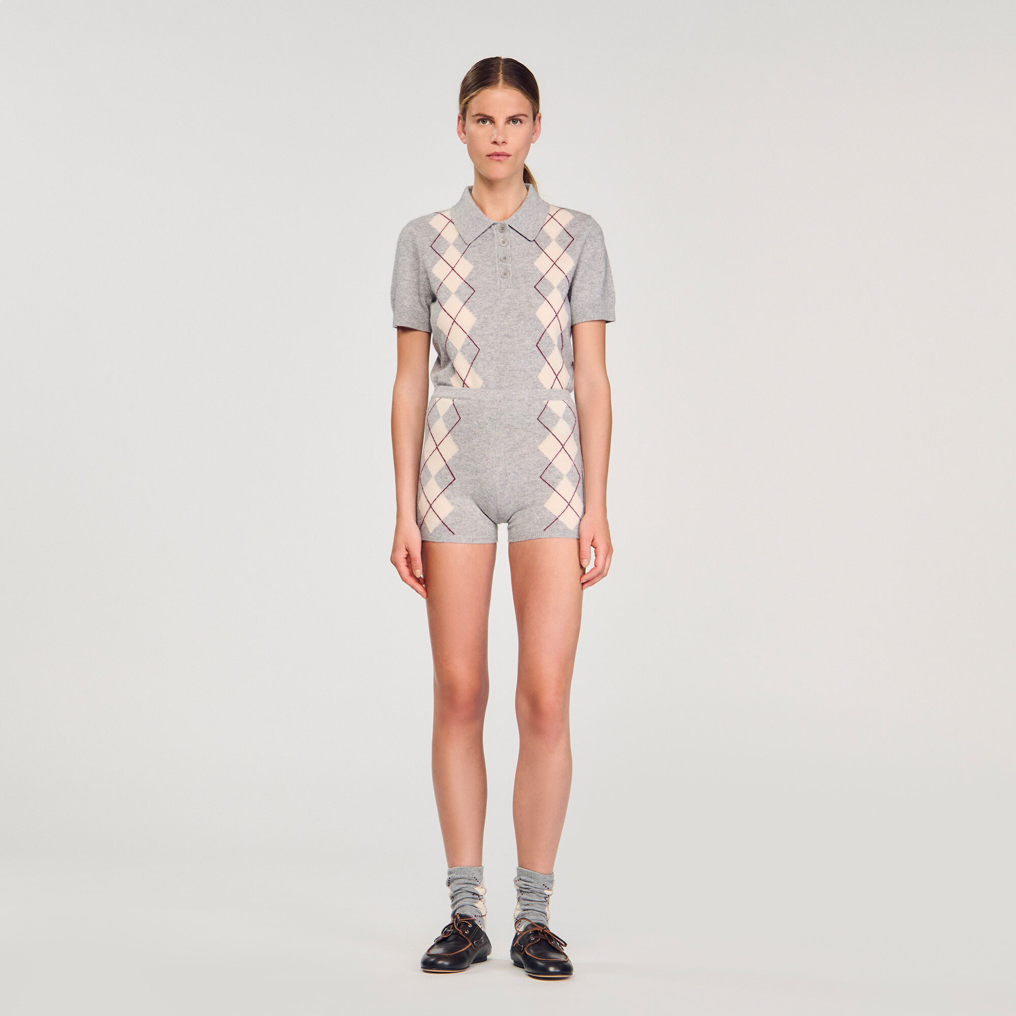 Shorts en maille à motif losange
