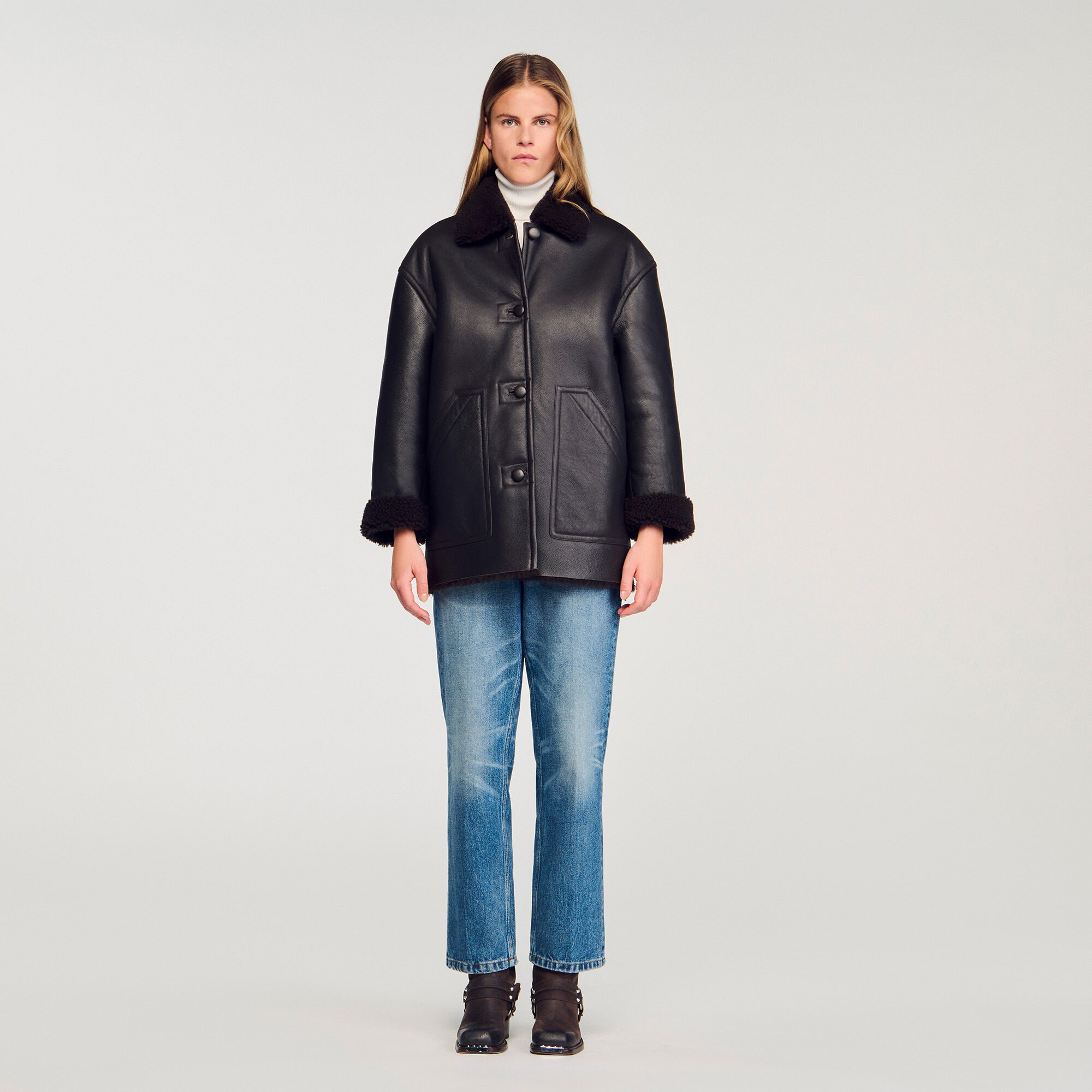 Manteau en shearling aviateur