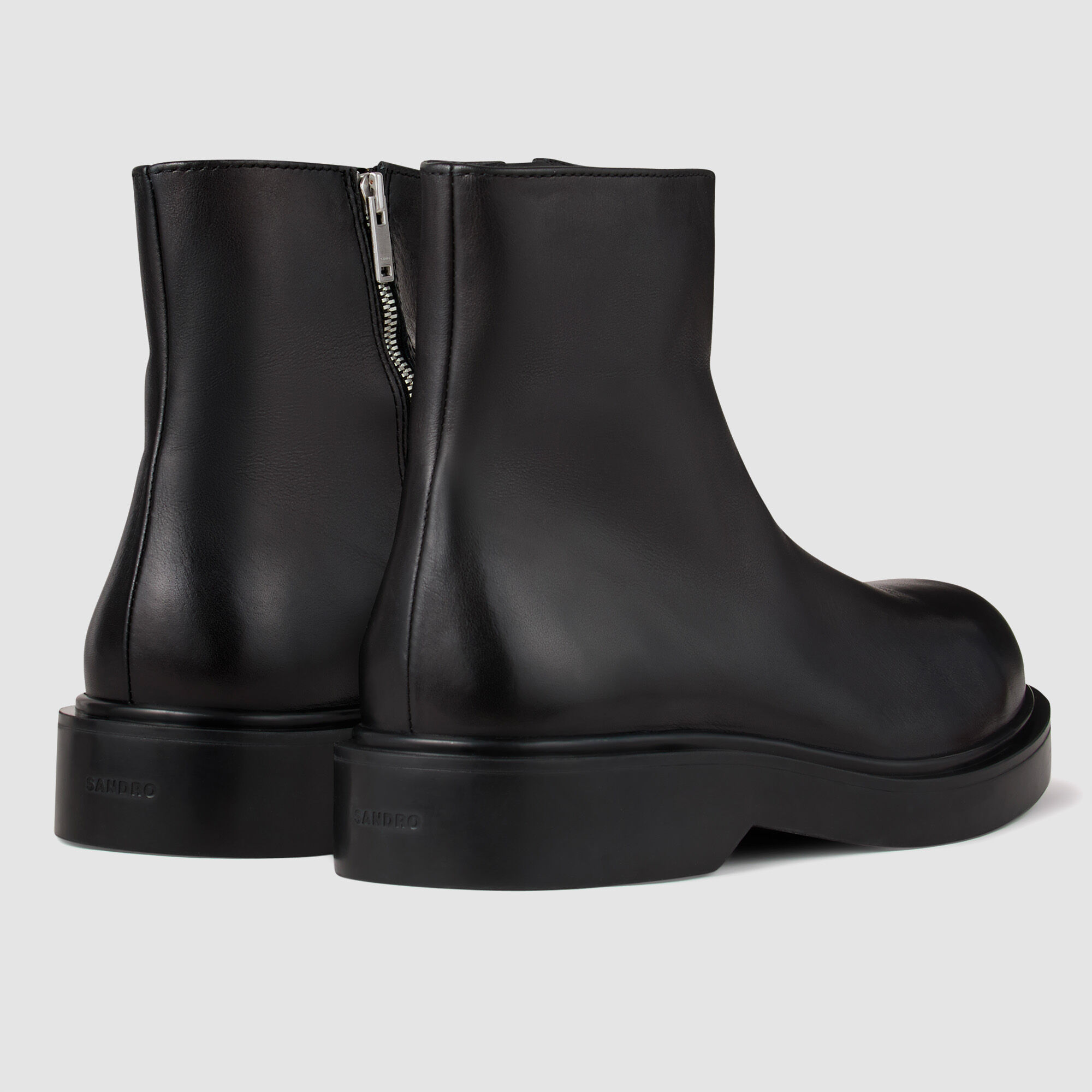 Bottes cheville en cuir à fermeture éclair