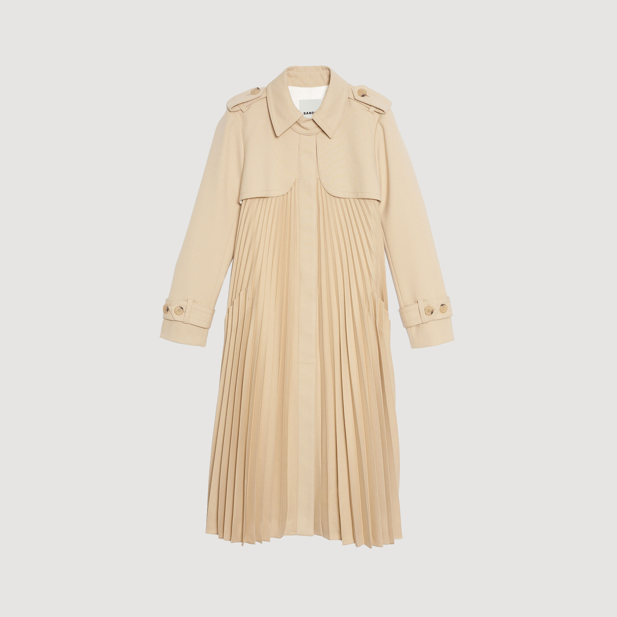 Manteau trench plissé avec ceinture