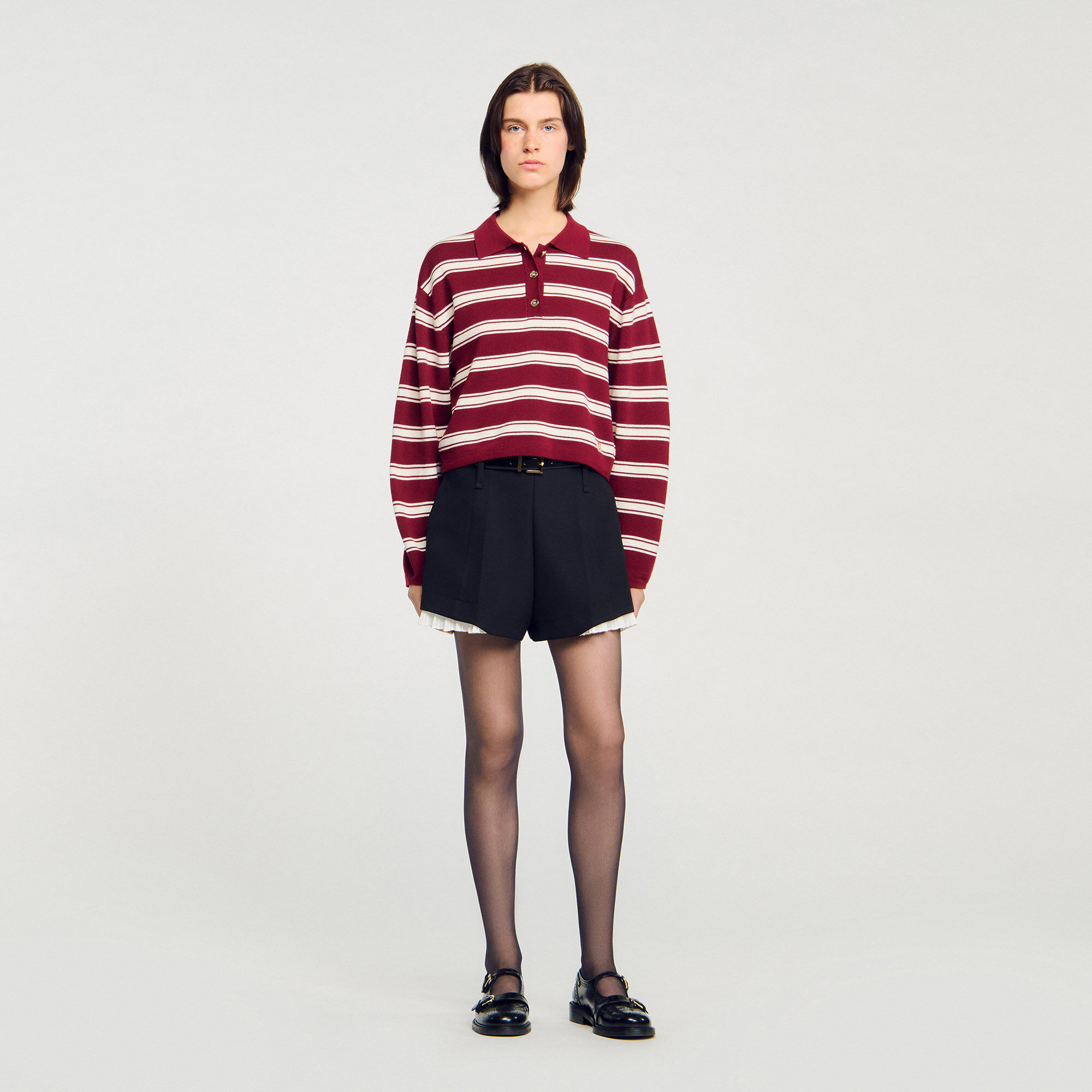 Pull polaire à rayures en laine