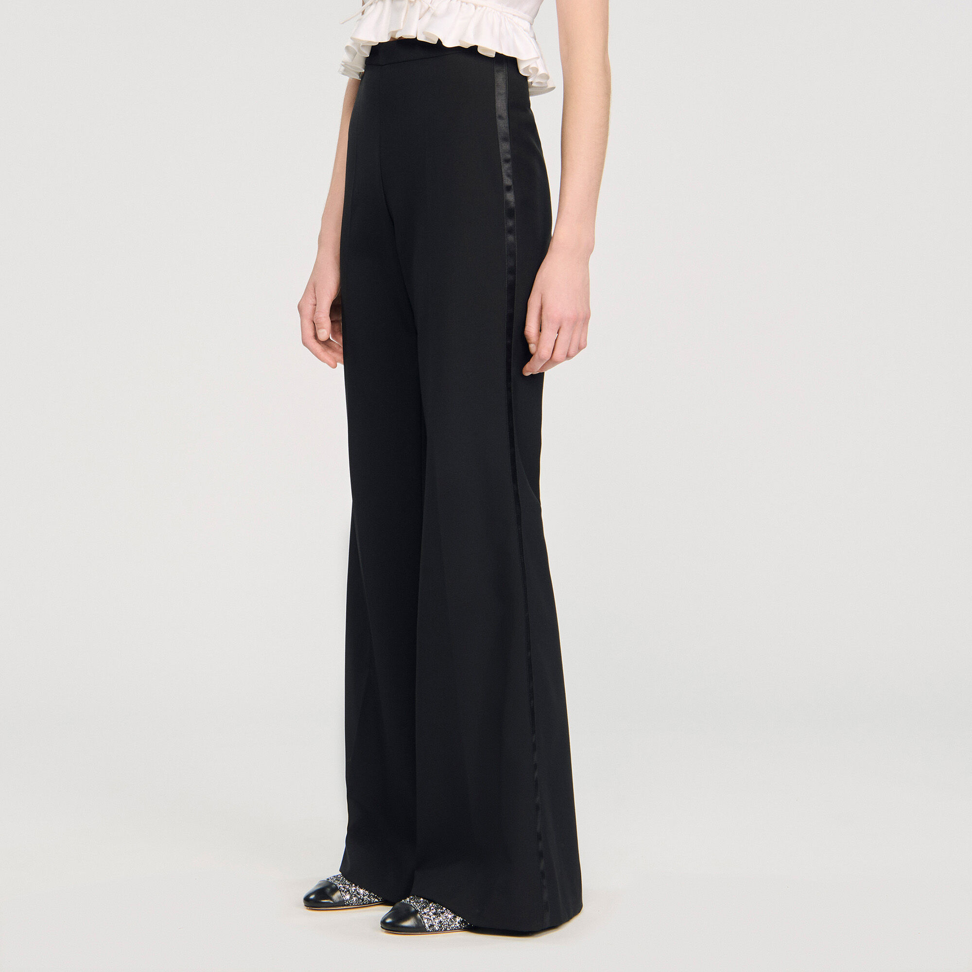Pantalon de costume à rayures satinées
