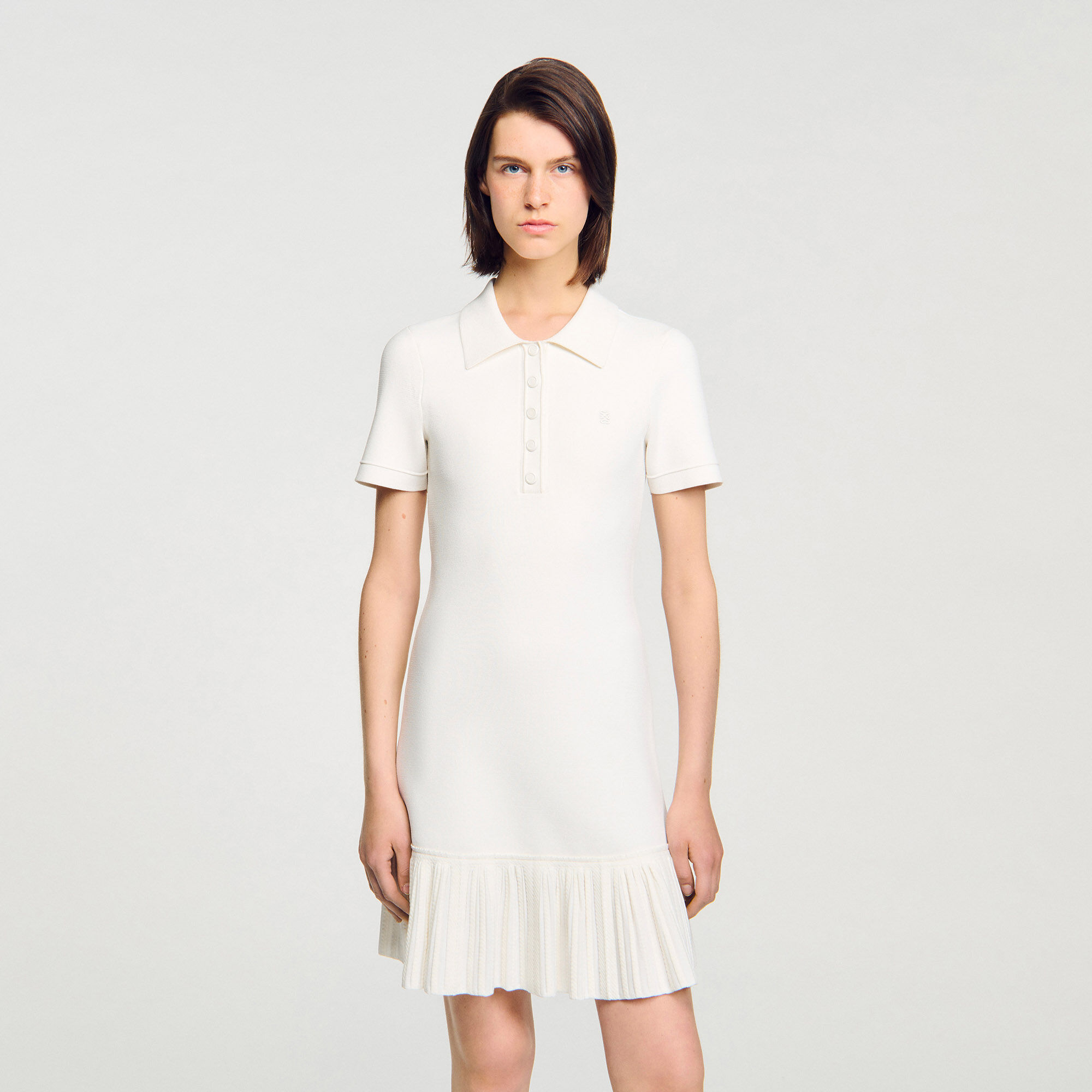 Mini robe tricot à col polo
