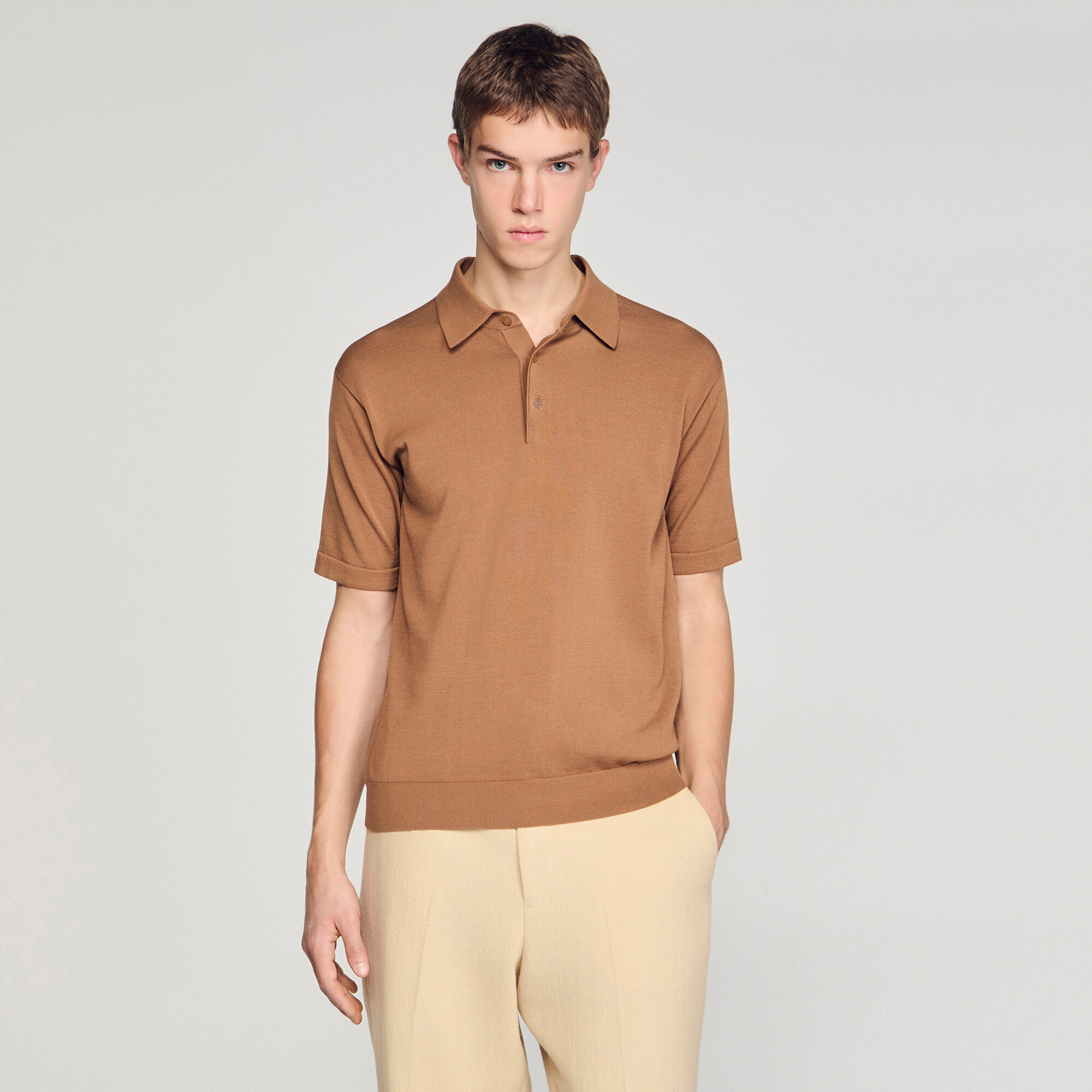 Chemise polo en coton et soie