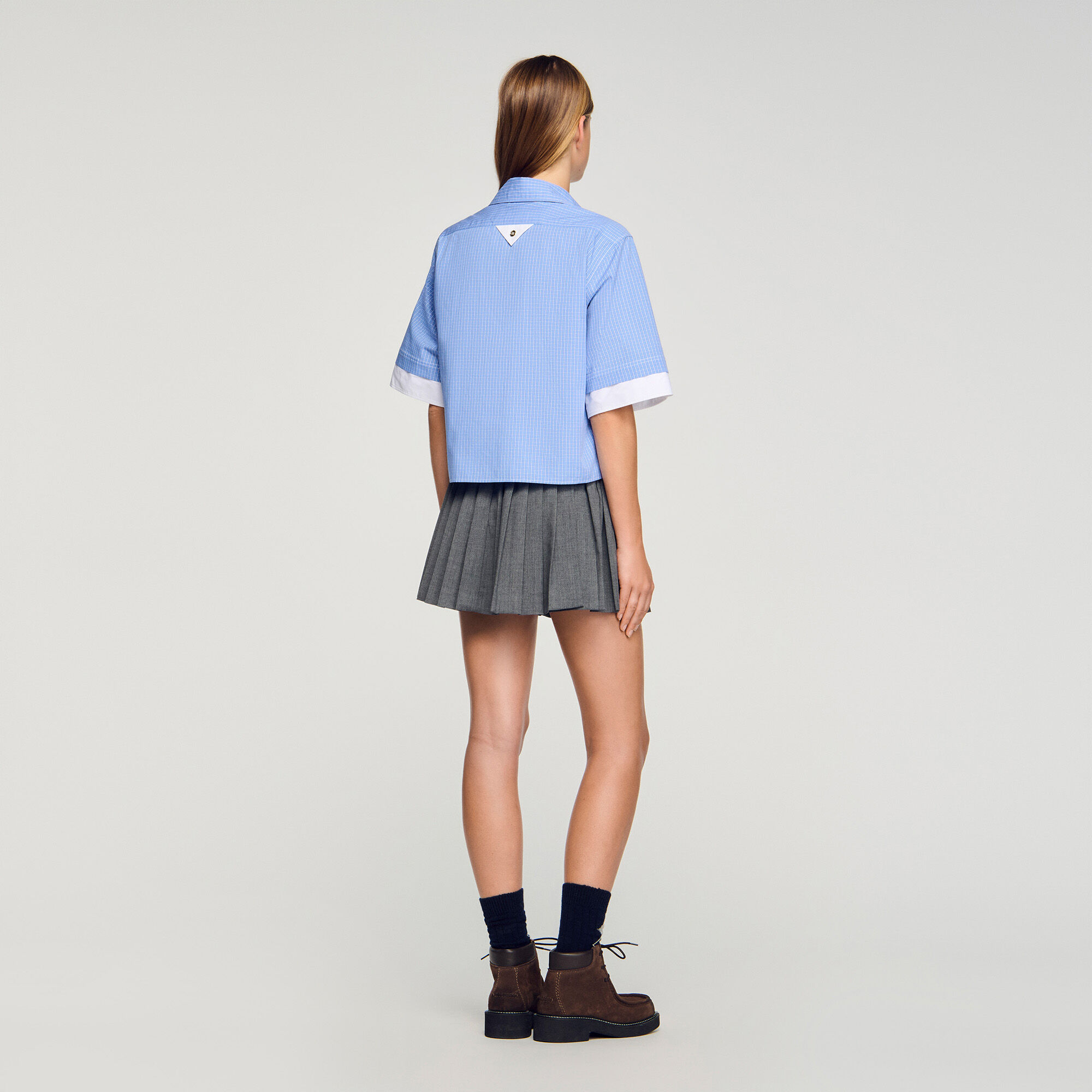 Chemise courte à petits carreaux