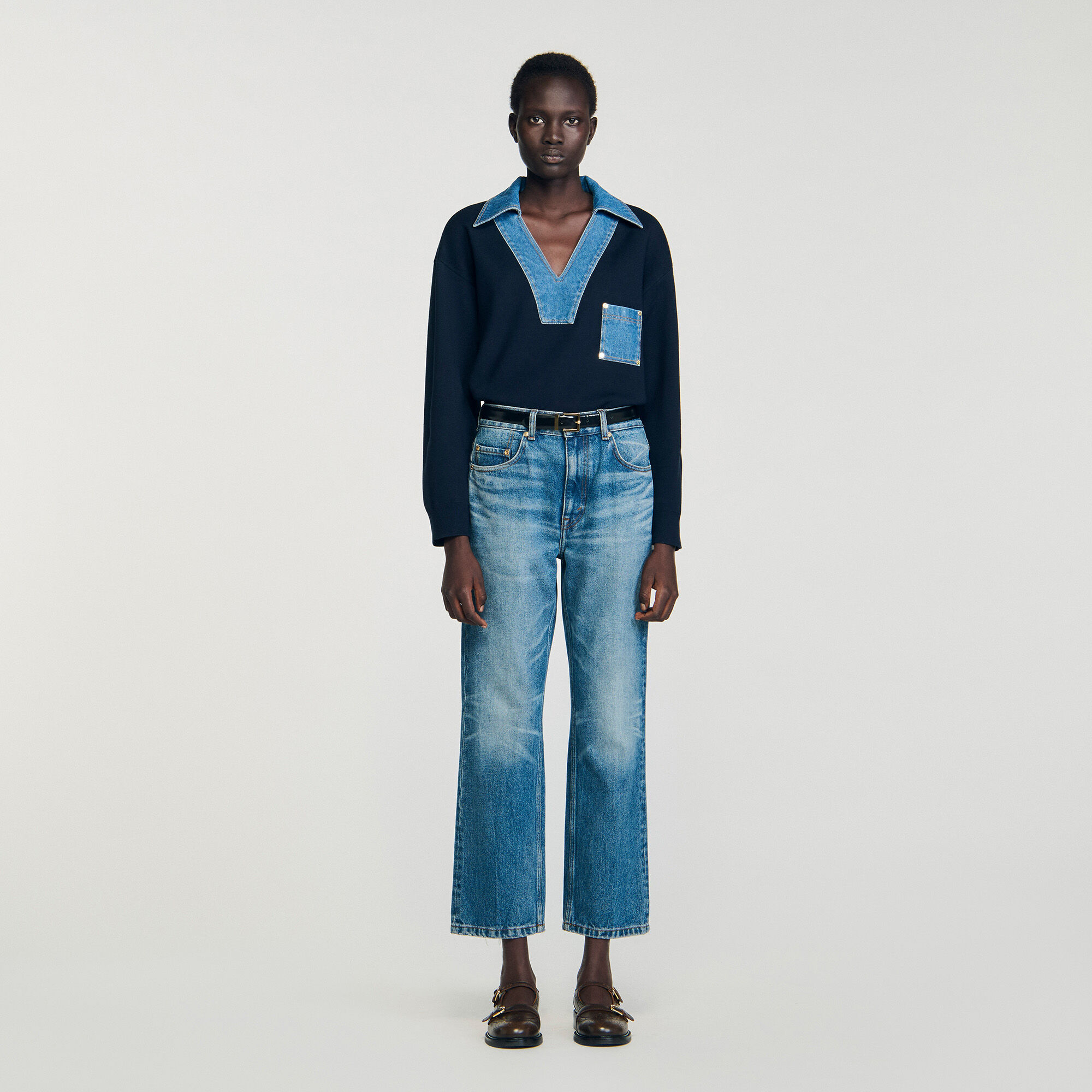 Pull avec détails en denim