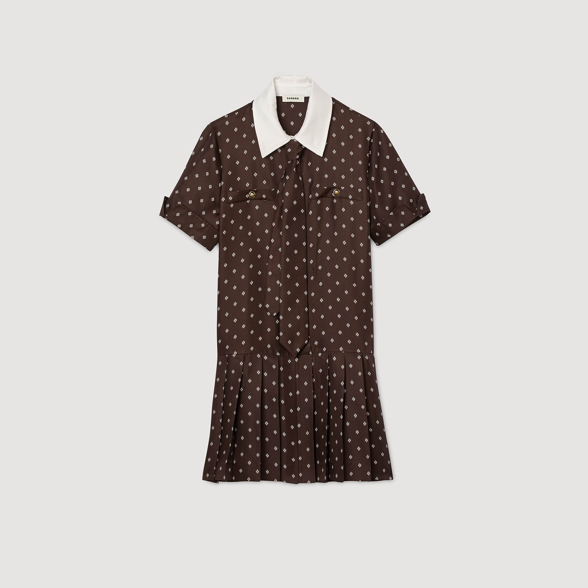 Robe courte en soie imprimée