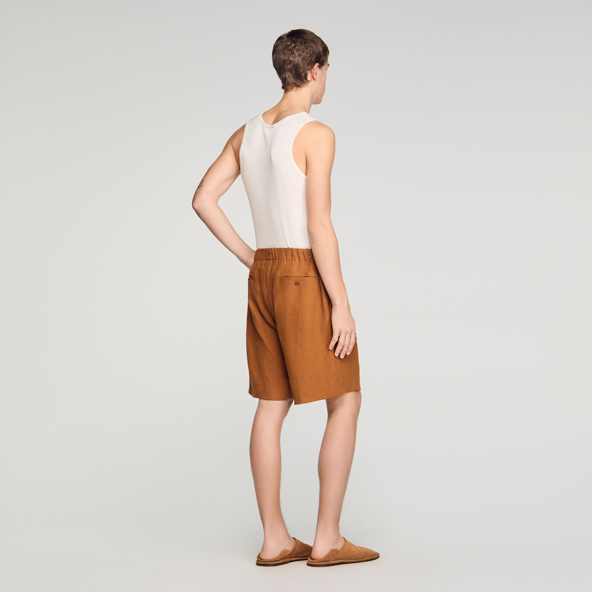 Shorts en lin à taille élastique