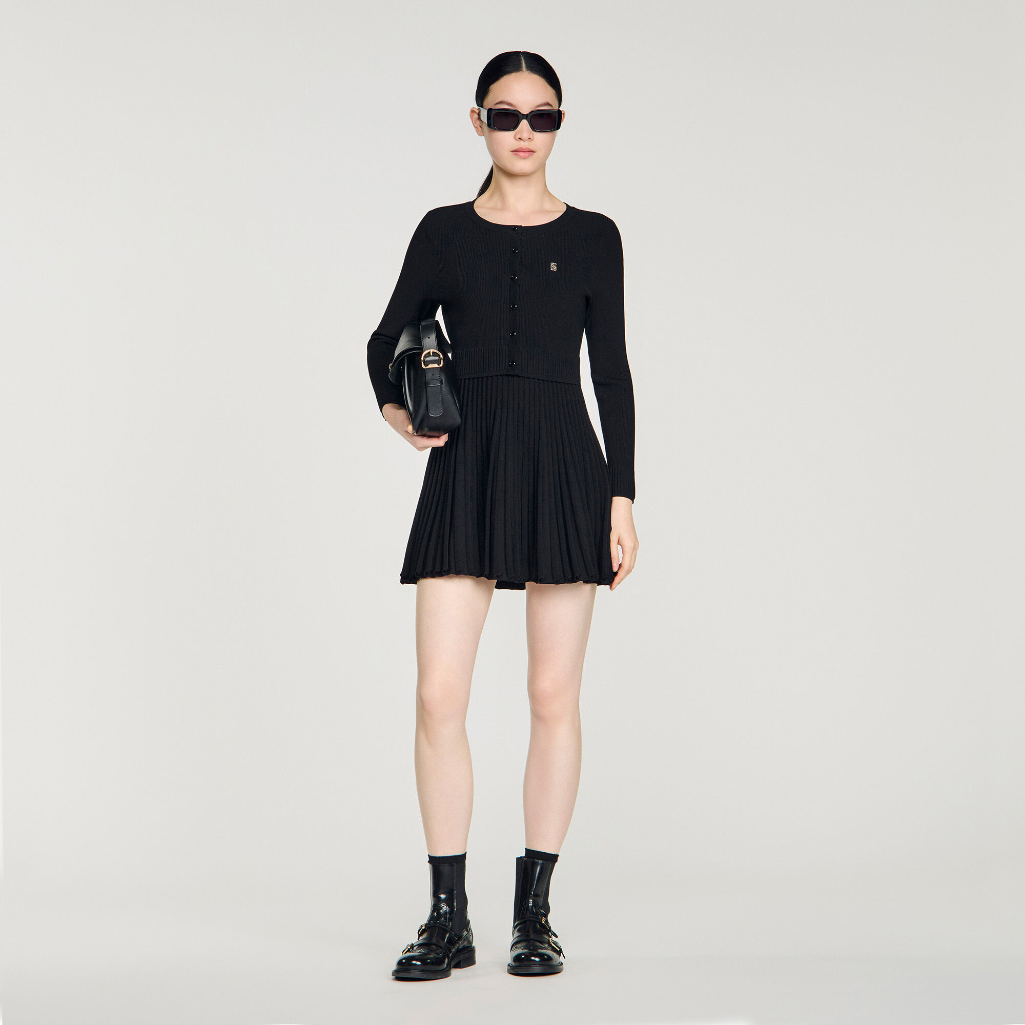 Robe mini en maille plissée