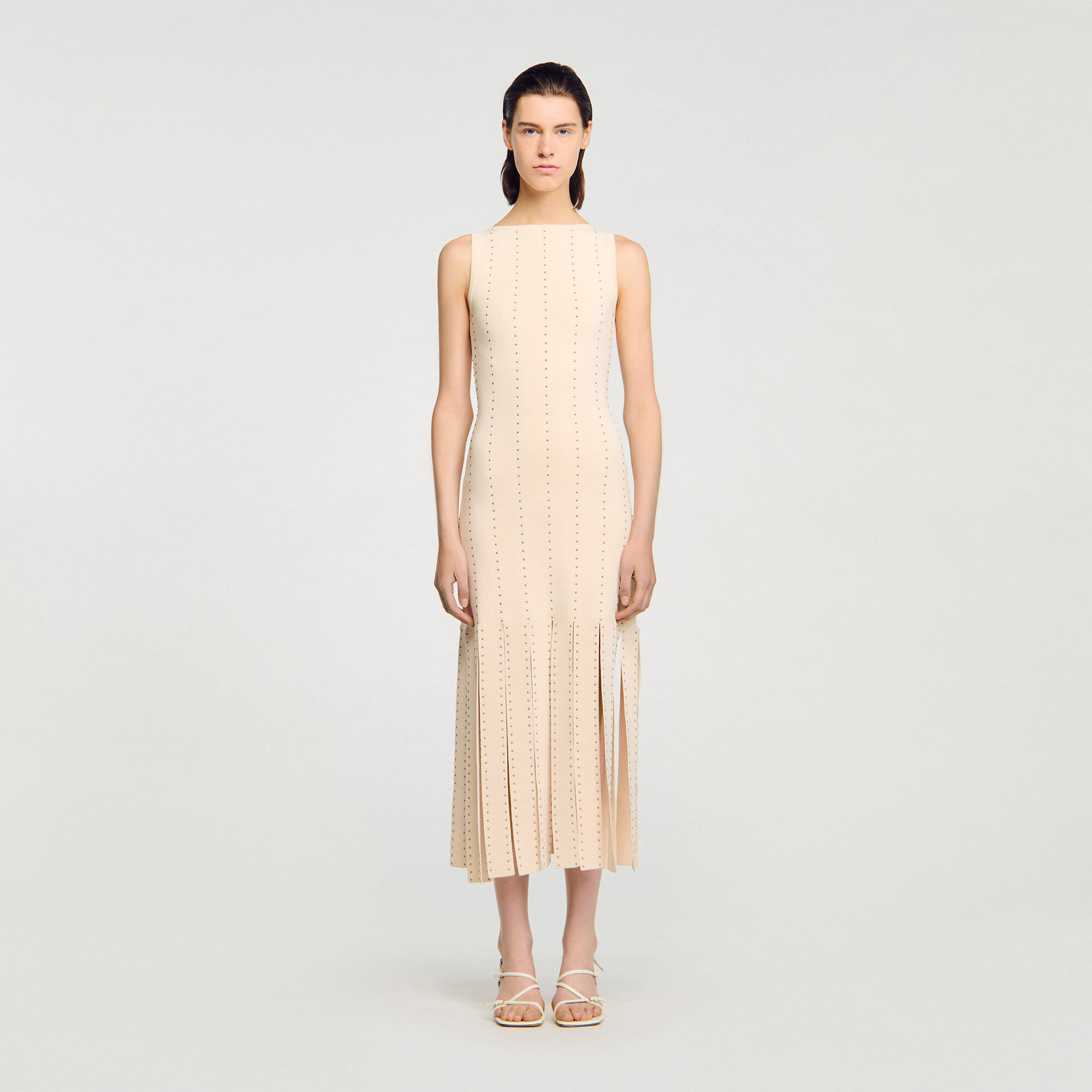 Robe maxi en maille frangée