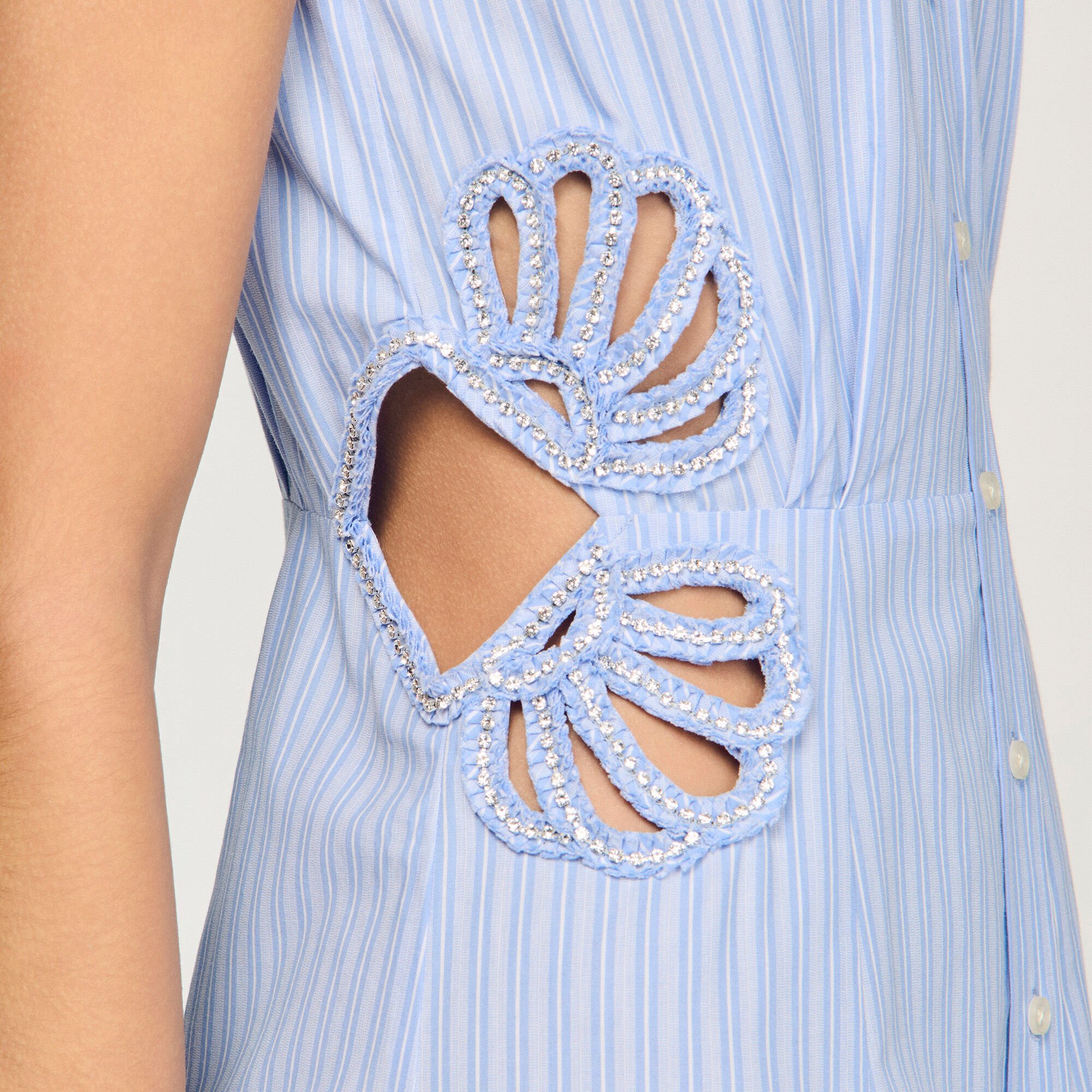 Robe mi-longue en coton à rayures