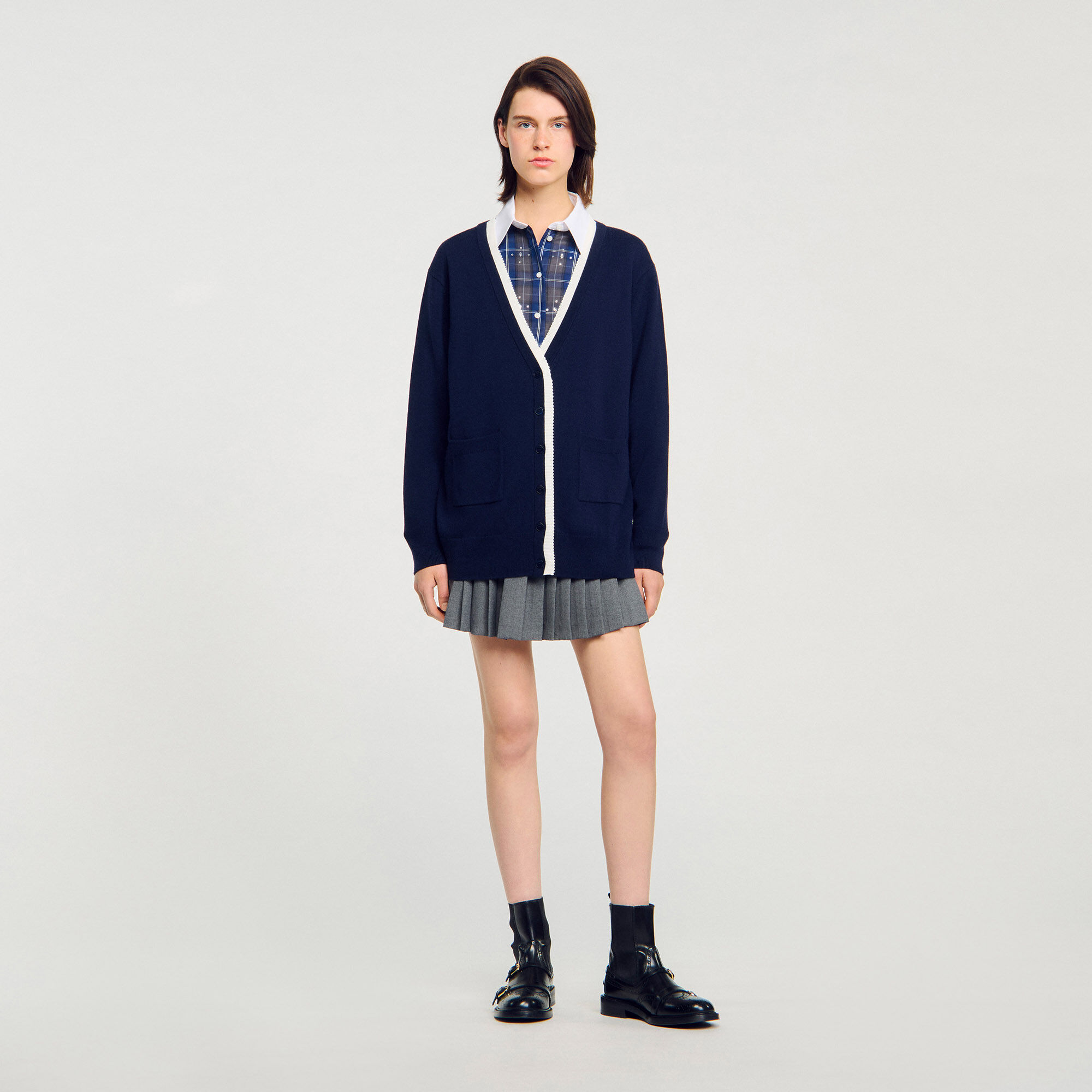 Cardigan long à deux tons