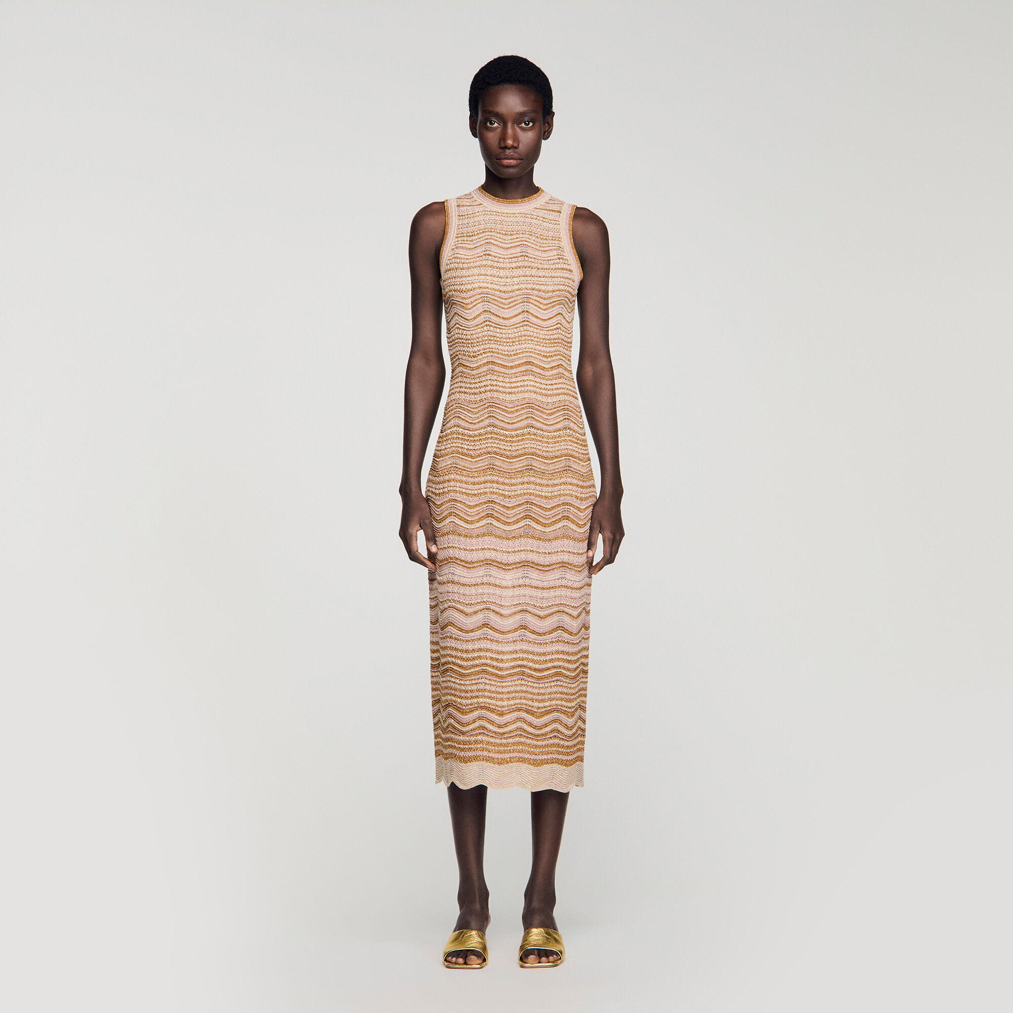 Robe mi-longue en tricot fantaisie