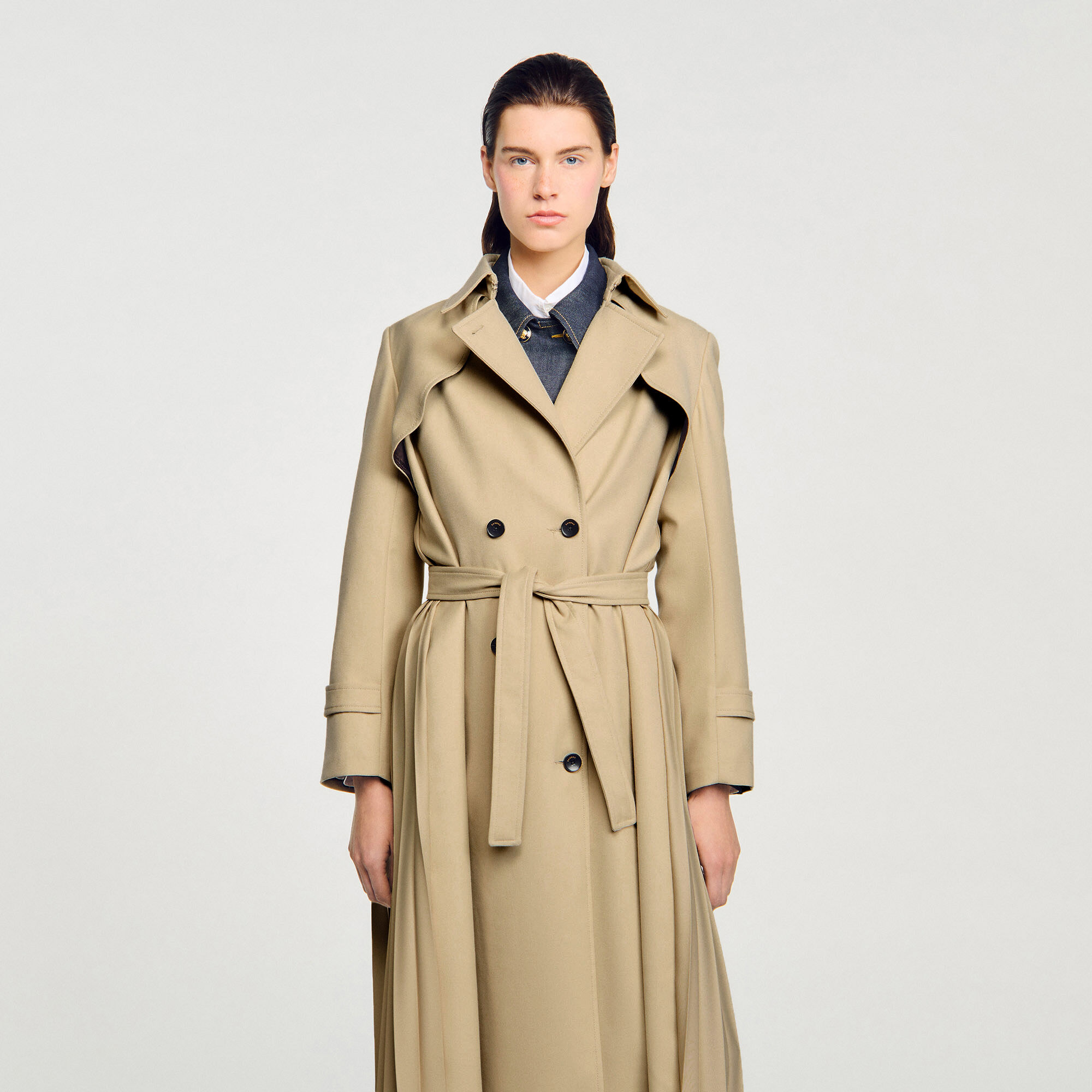 Trench à ceinture à double boutonnage