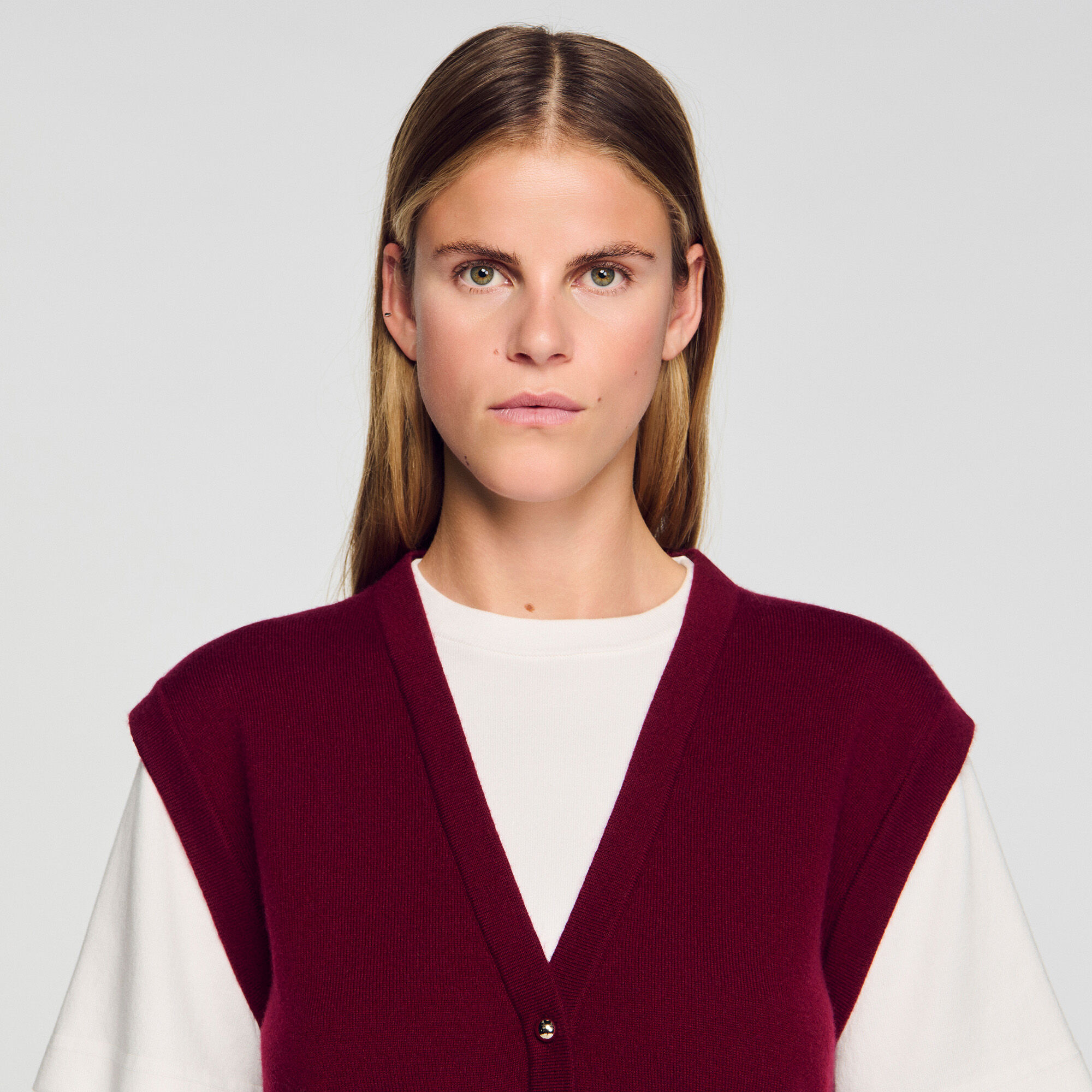 Pull en laine et cachemire à deux tons