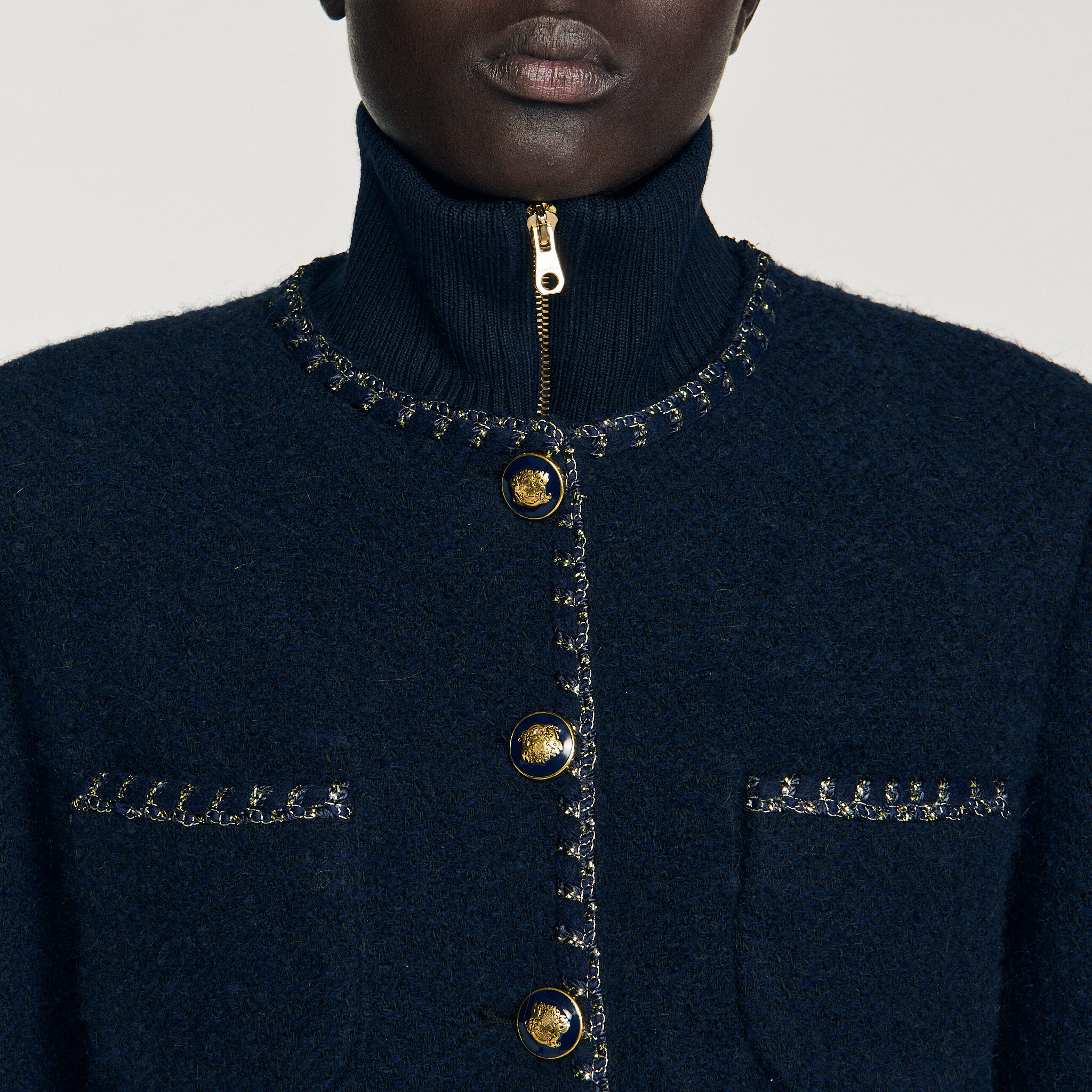 Veste en tweed avec col amovible