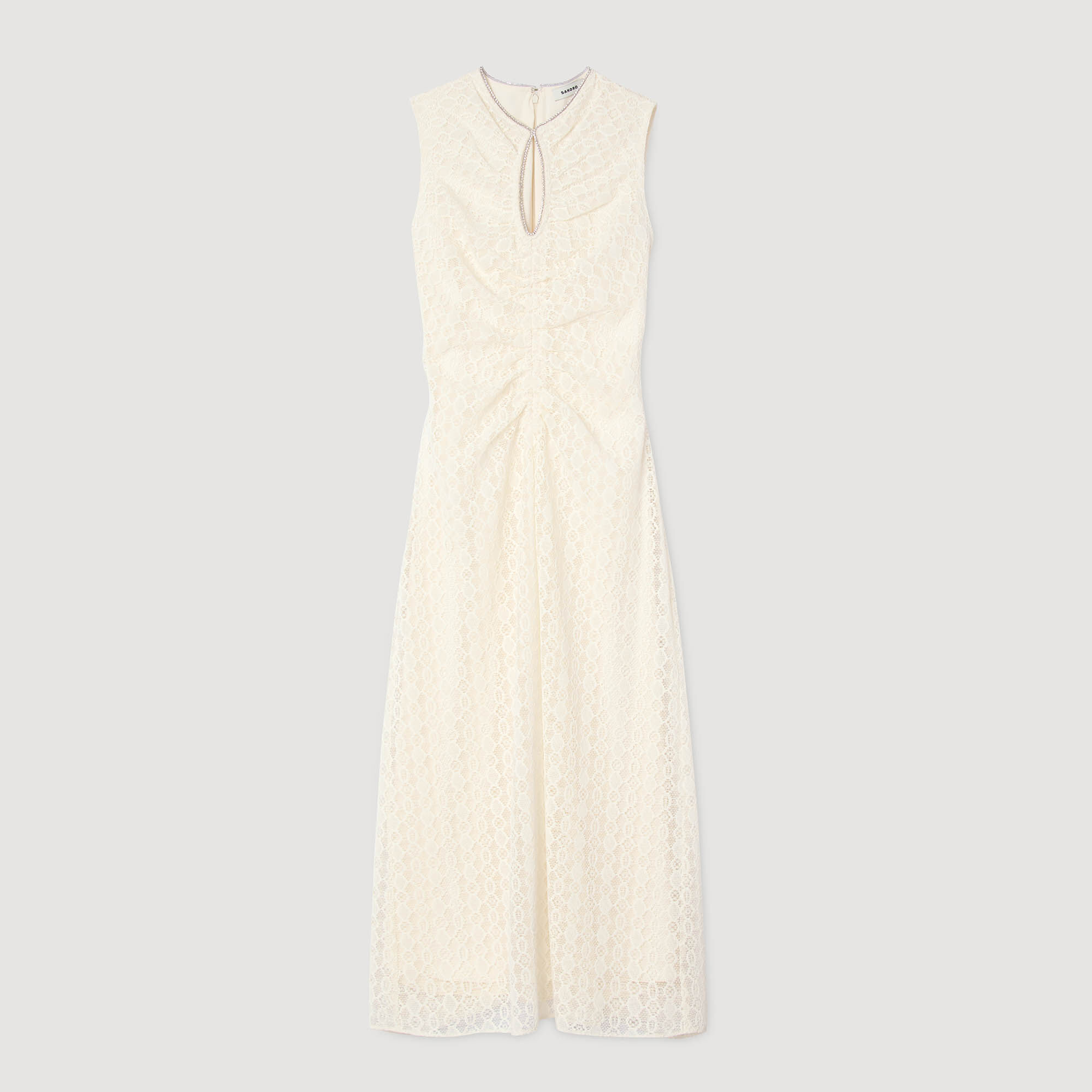 Robe maxi à dentelle avec ouverture