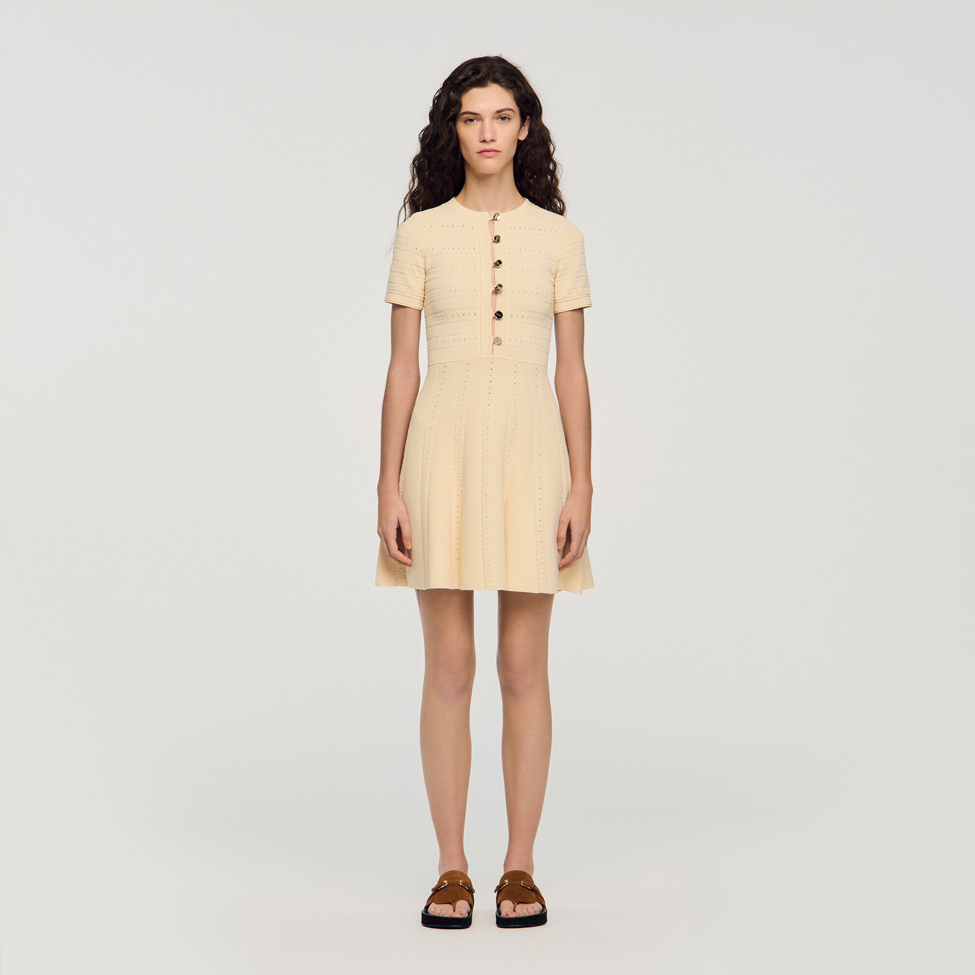 Robe mini en tricot imprimée fleurs