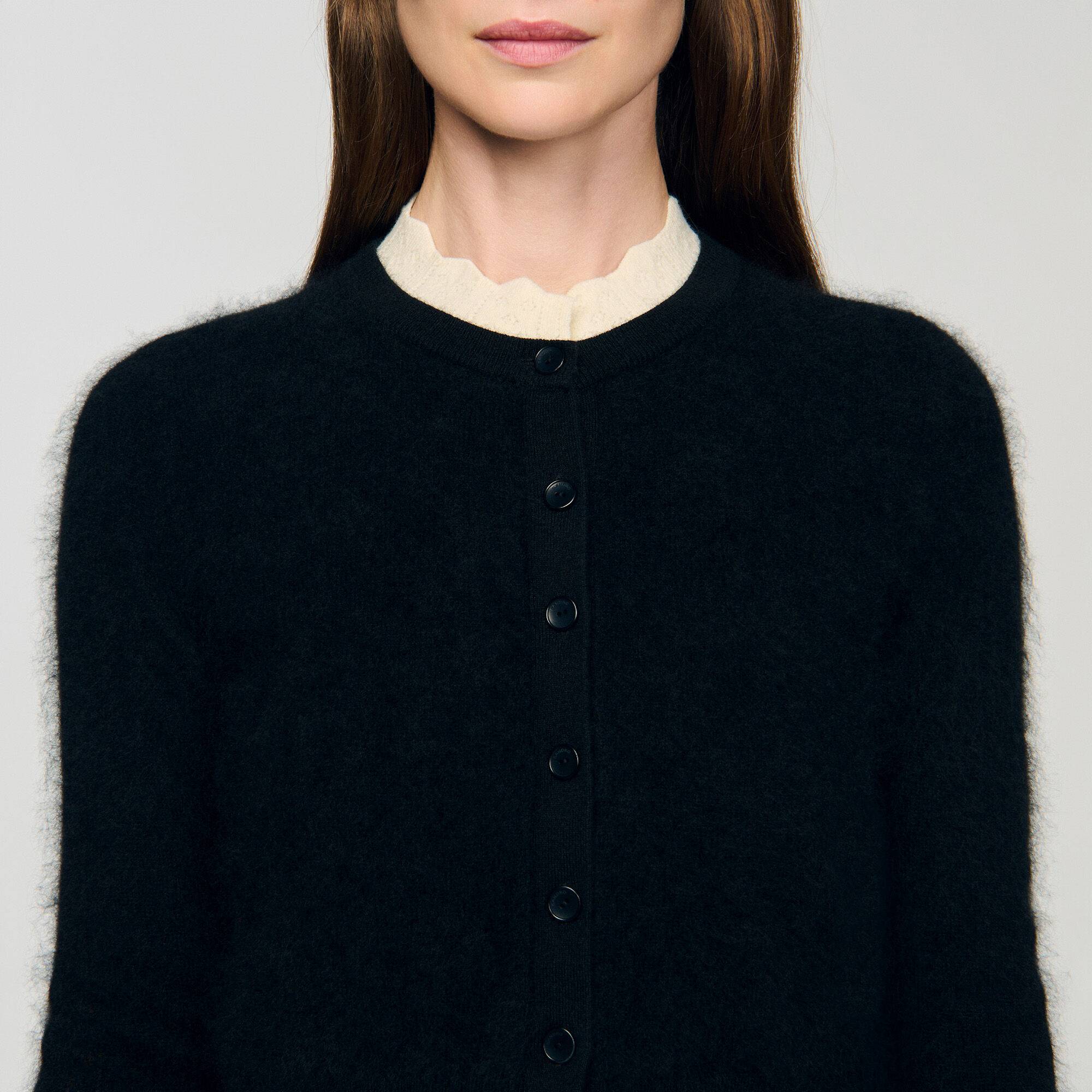 Cardigan col pointelle