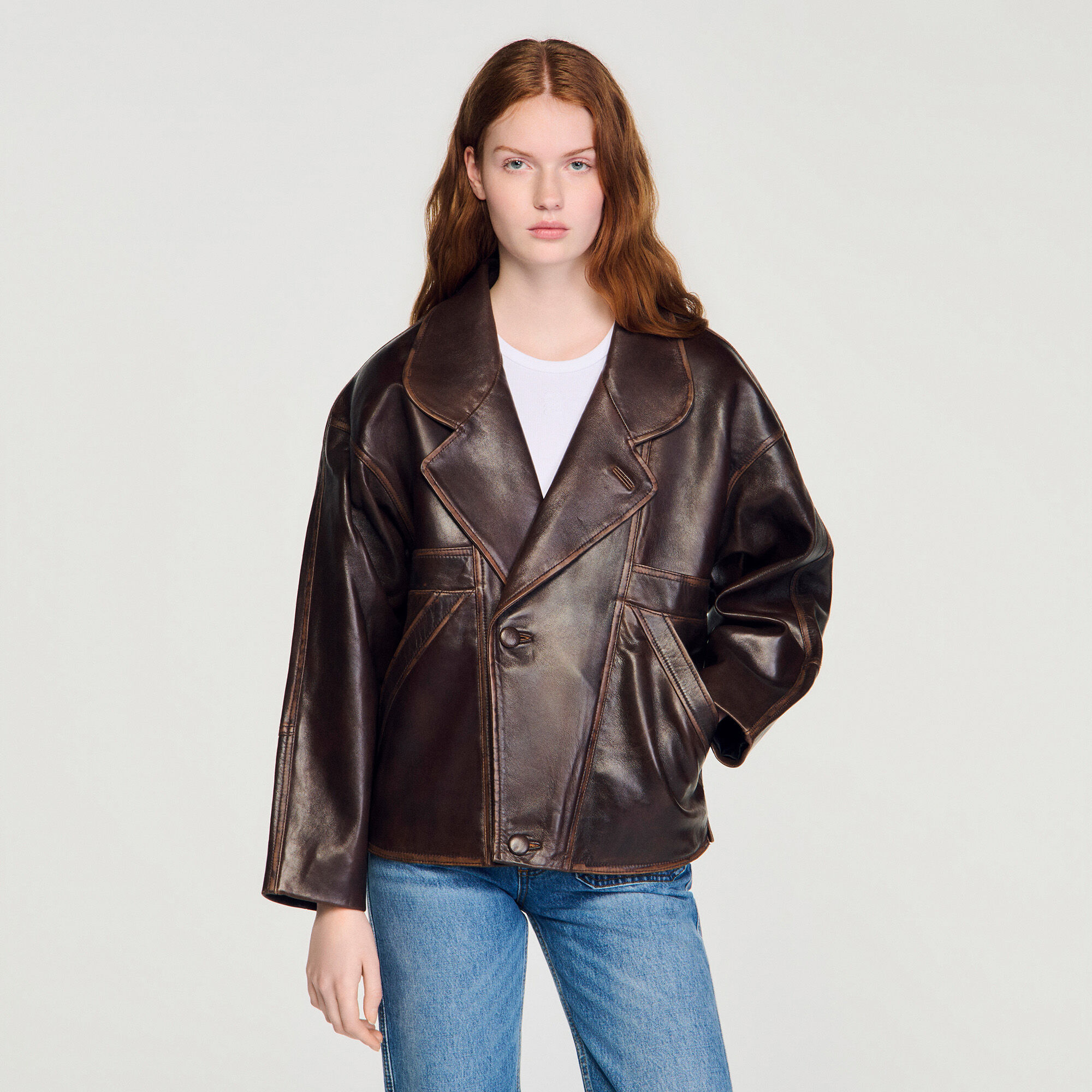 Veste en cuir oversize
