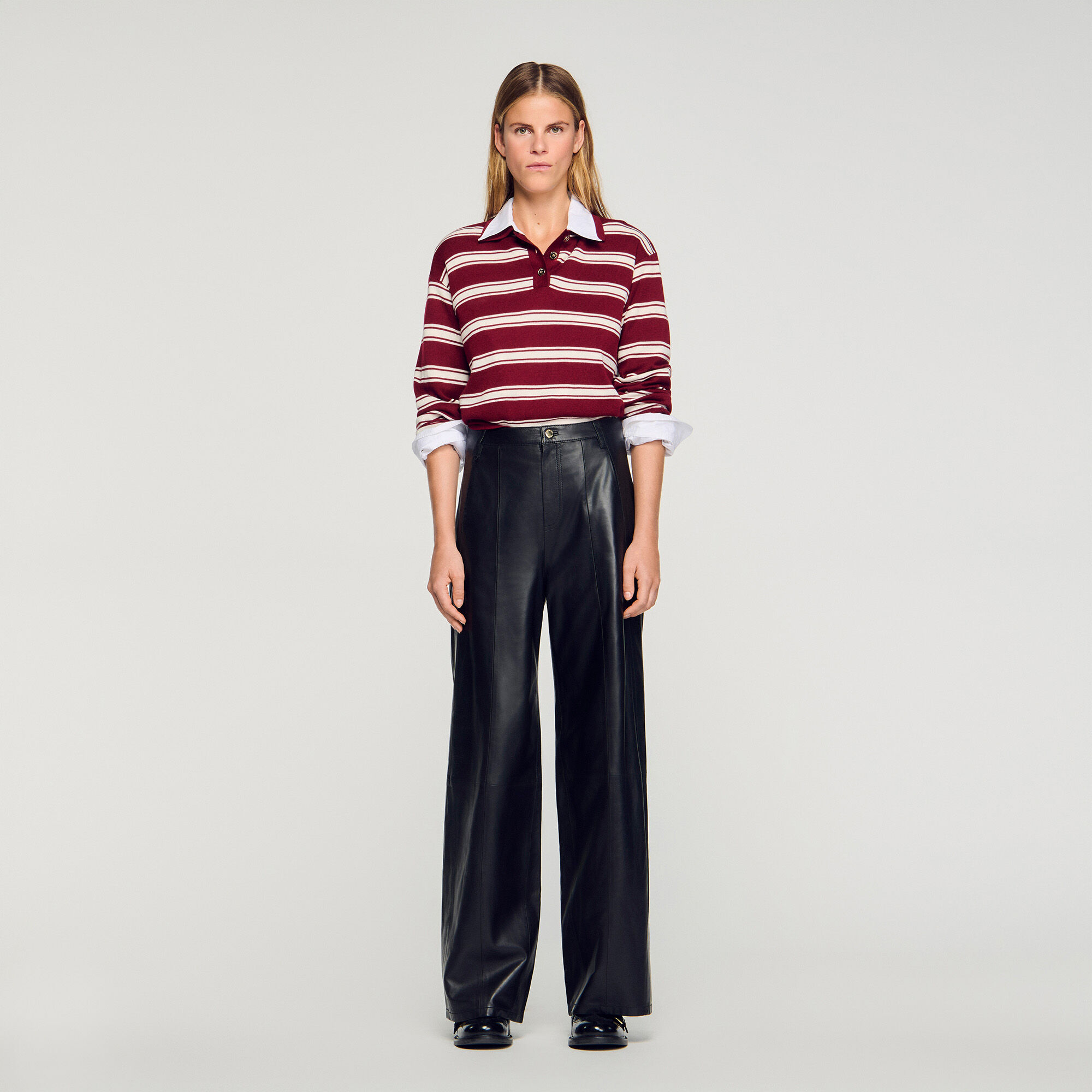 Pantalons en cuir à jambe large