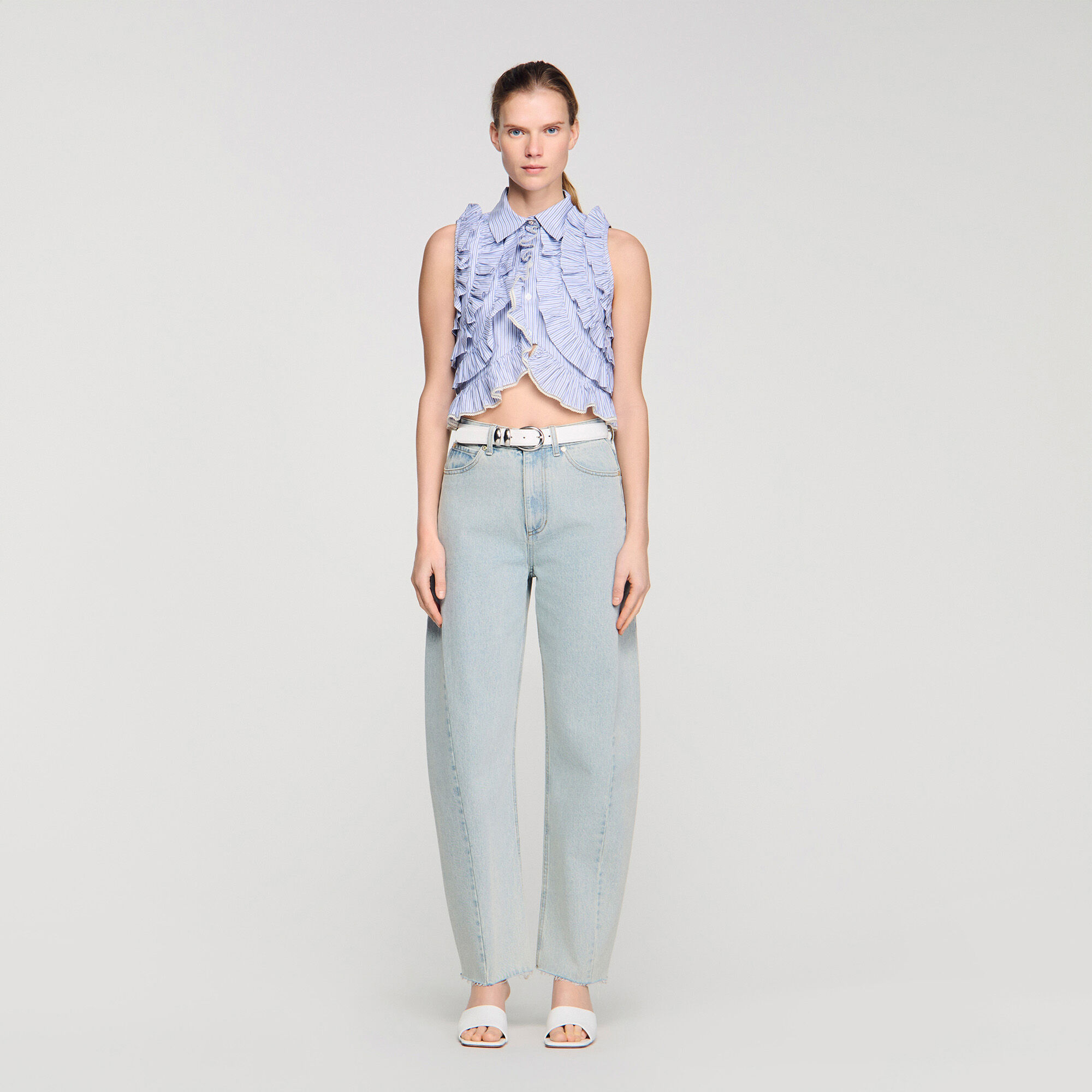 Chemise rayée à volants